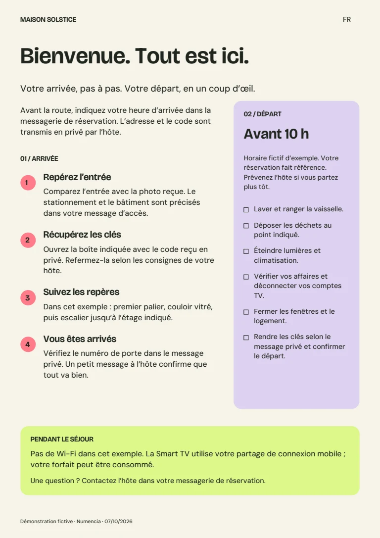 Exemple fictif de fiche arrivée et départ